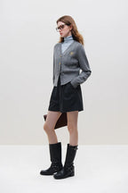 Chic Embroidered Cable Knit Cardigan