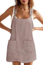 Women's Summer Adjustable Strap Striped Overall Dress
