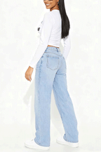 Stylish Ripped Casual Pocket Loose Wide-leg Jeans