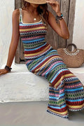 Casual Striped Sleeveless SquareNeck Sweater Dress