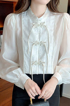 Beige Splice Buckle Shirt