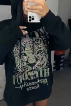Women's Hooded Leopard Print Casual Top with Rhinestones