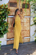 Sexy Knit Halter Slit Open Back Maxi  Vacation Dress
