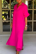 Classy Plain Half Sleeve Midi Dress