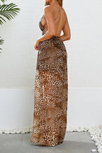Leopard Print Slit Vacation Maxi Dress