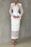 Perfectly Shaped Organza High Rise Side Zipper Pencil Midi Skirt