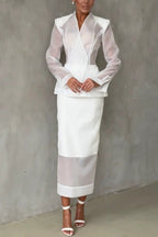 Perfectly Shaped Organza High Rise Side Zipper Pencil Midi Skirt