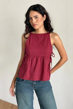 Minimalist Side Tie Solid Tank Top