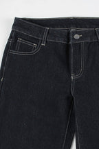Letter Embroidery Vintage Low Rise Slim Flare Jeans