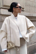 Oversized V-Neck Wool Blend Coat