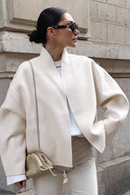 Oversized V-Neck Wool Blend Coat
