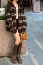 Colorblock Striped Hooded Sweater