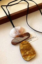 Vintage geometric resin pendant long necklace