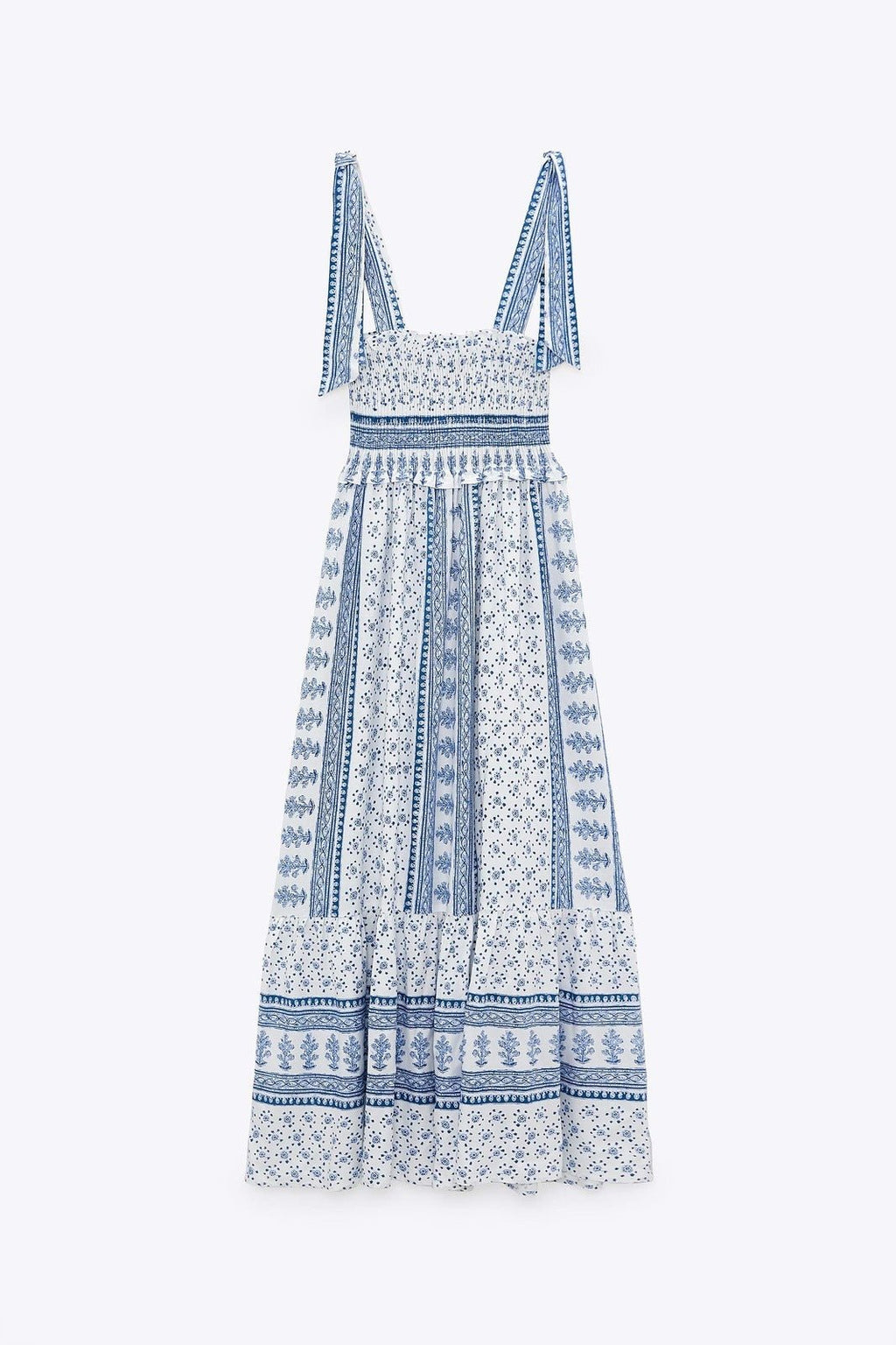 Wanda Chic Printed Midi Dress with Gathered Straps Everyday Luxe Edit