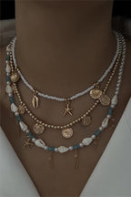 Holiday Style Conch and Starfish Stacking Necklace