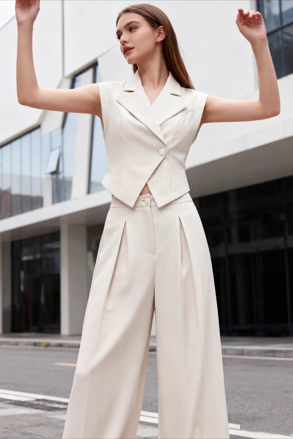 Casual Sleeveless Two Piece Vest Pants Set