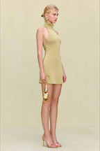 Halter Turtleneck Knit Sweater Dress