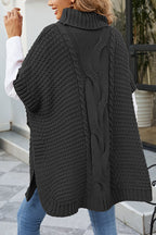 Solid Color Loose Turtleneck Shawl-style Knit Sweater