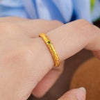 Vintage Hammered Gold Green Zircon Ring