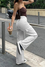 Splice High Waist Straight Jeans