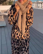 Exuperancia V-neck Leopard Print Dress for Women Weekend Casual Style