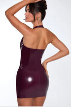 Halter Sleeveless VNeck Bodycon Solid Cocktail Dress