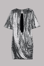 Countdown Celebration Sequin Short Bell Sleeve Open Back Ruched Mini Dress