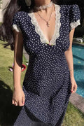 Polka Dot Lace Maxi Dress