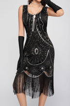 Sequin Beaded Tassel Tank Boho Dress