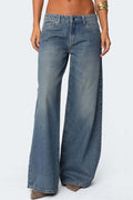 Loose Fit Printed Wide Leg Jean