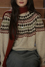 Fair Isle Wool Crewneck Knit Top