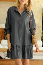 Women's Fashion Loose Button Down Shirt Dress