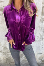 Women's Fashion Gold Velvet Lapel Shirt