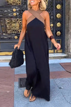 cross backless sleeveless dress