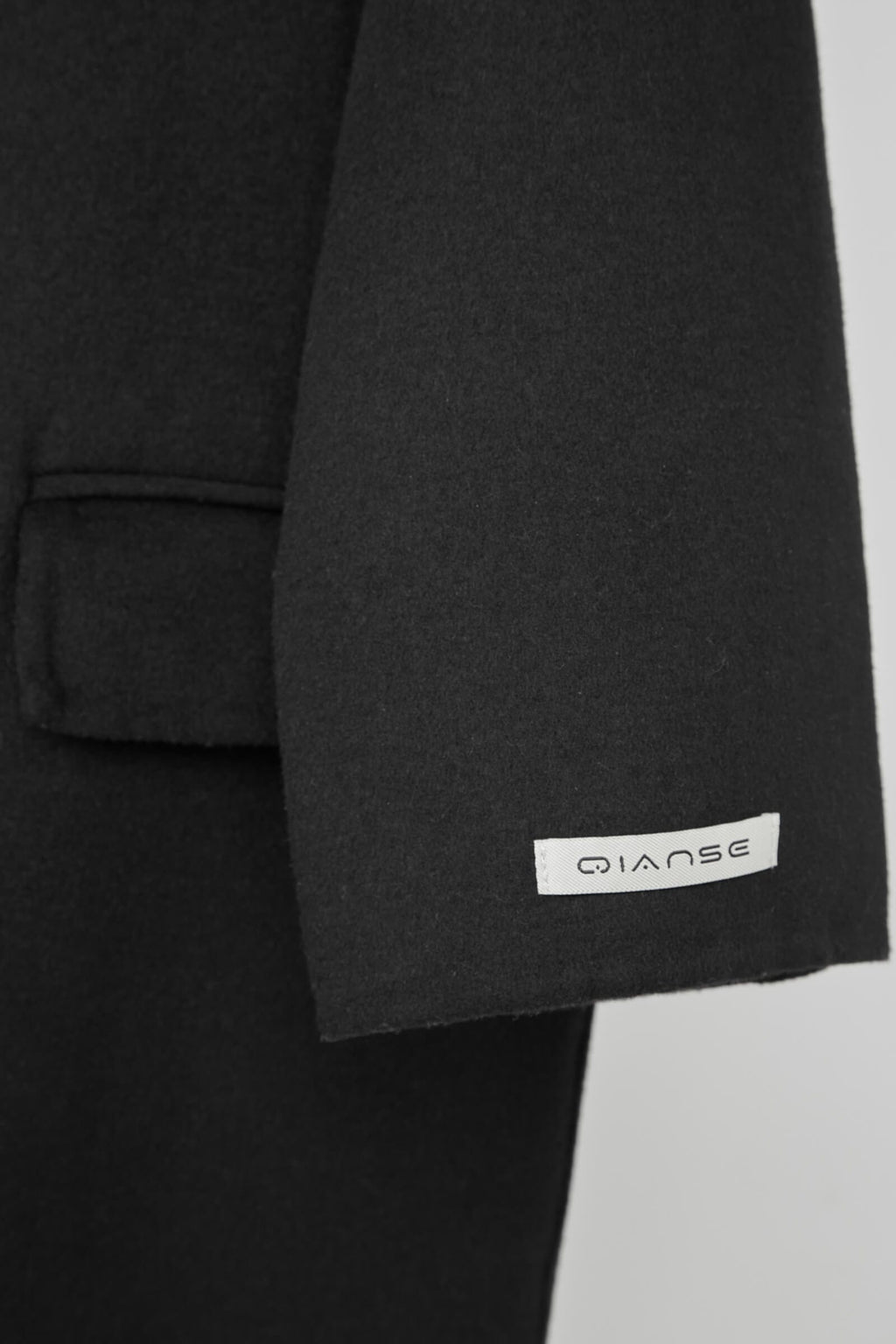 Black Premium Wool Double-Breasted Longline Coat