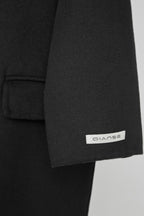 Black Premium Wool Double-Breasted Longline Coat