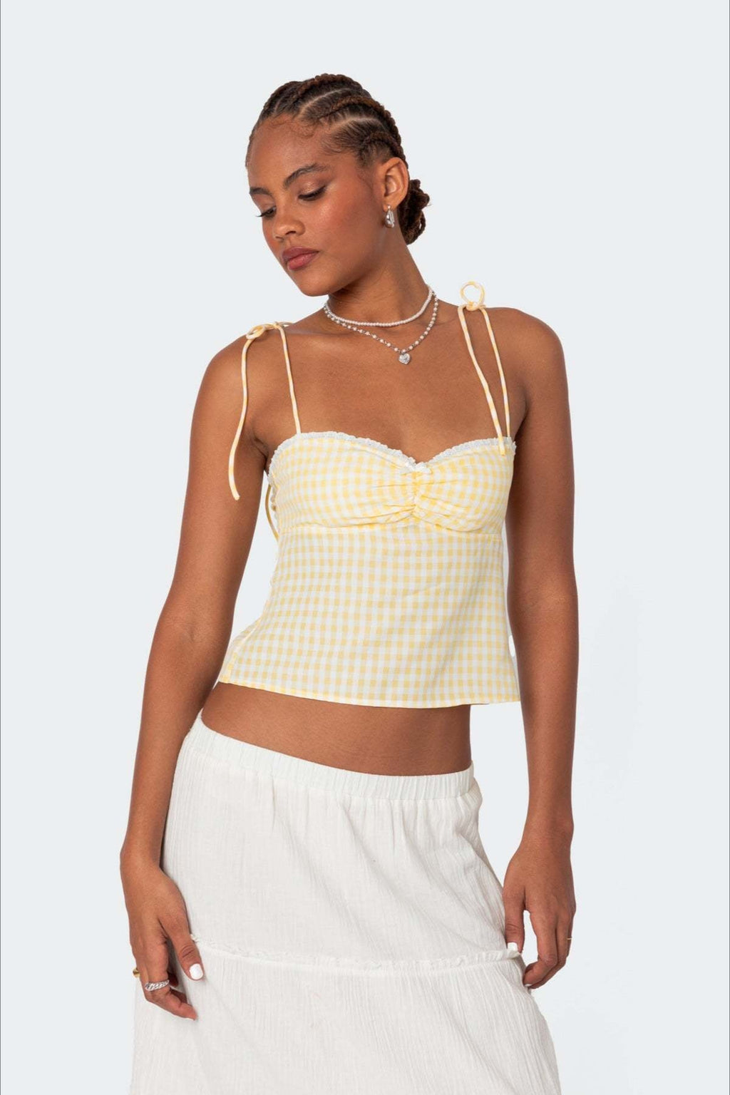 Sexy Plaid Halter Backless Cami Top