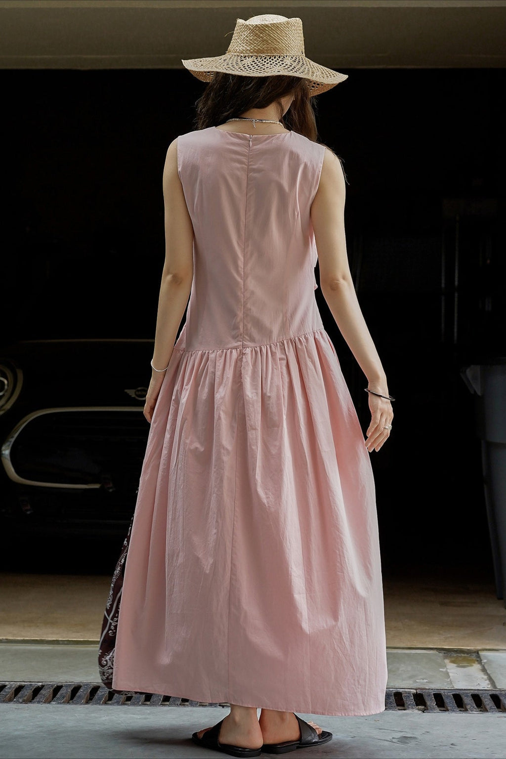 Pleated Tie Strap Lightweight Boho Dress