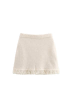 Elastic Waist Frayed Hem Knit Mini Skirt