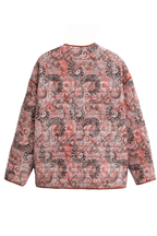 Retro Print Loose V-Neck Cardigan Cotton Jacket