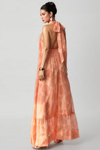 Anna Printed Halter Neck Maxi Dress