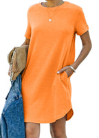 Casual short-sleeved T-shirt dress with pockets