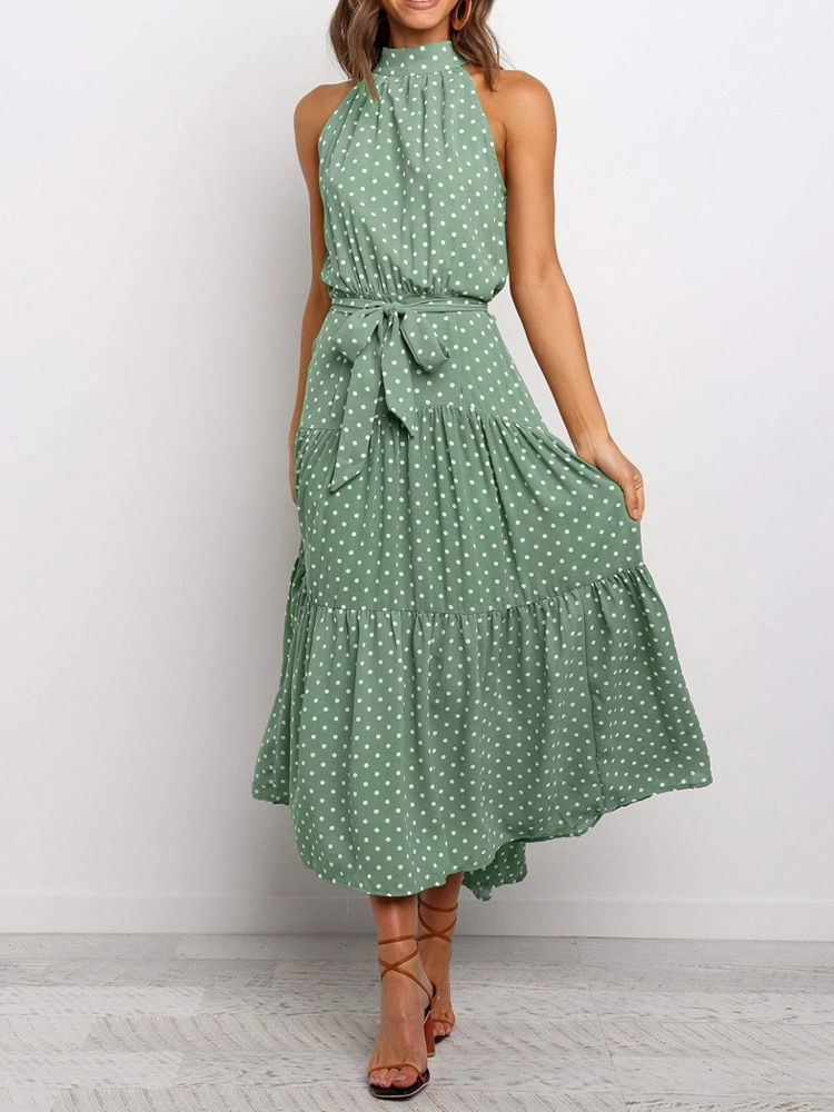 Manuela Aesthetic Summer Dress with Polka Dot Print Shine Into Chic Silhouette Collection