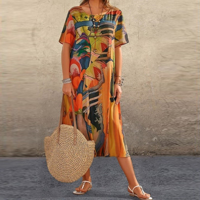 Gwen Premium Half Sleeve Hand Painted Dress Elevated Occasion Wear