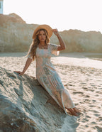Maynard Printed Smocked Maxi Dress Cream