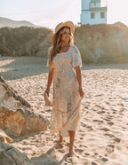 Maynard Printed Smocked Maxi Dress Cream