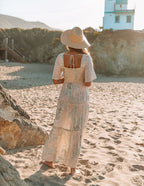 Maynard Printed Smocked Maxi Dress Cream