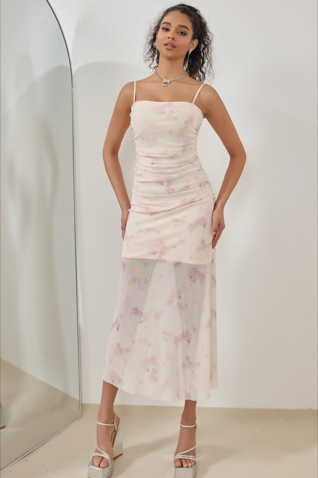 Strap Vacation Stretch Mermaid Maxi Floral Dress