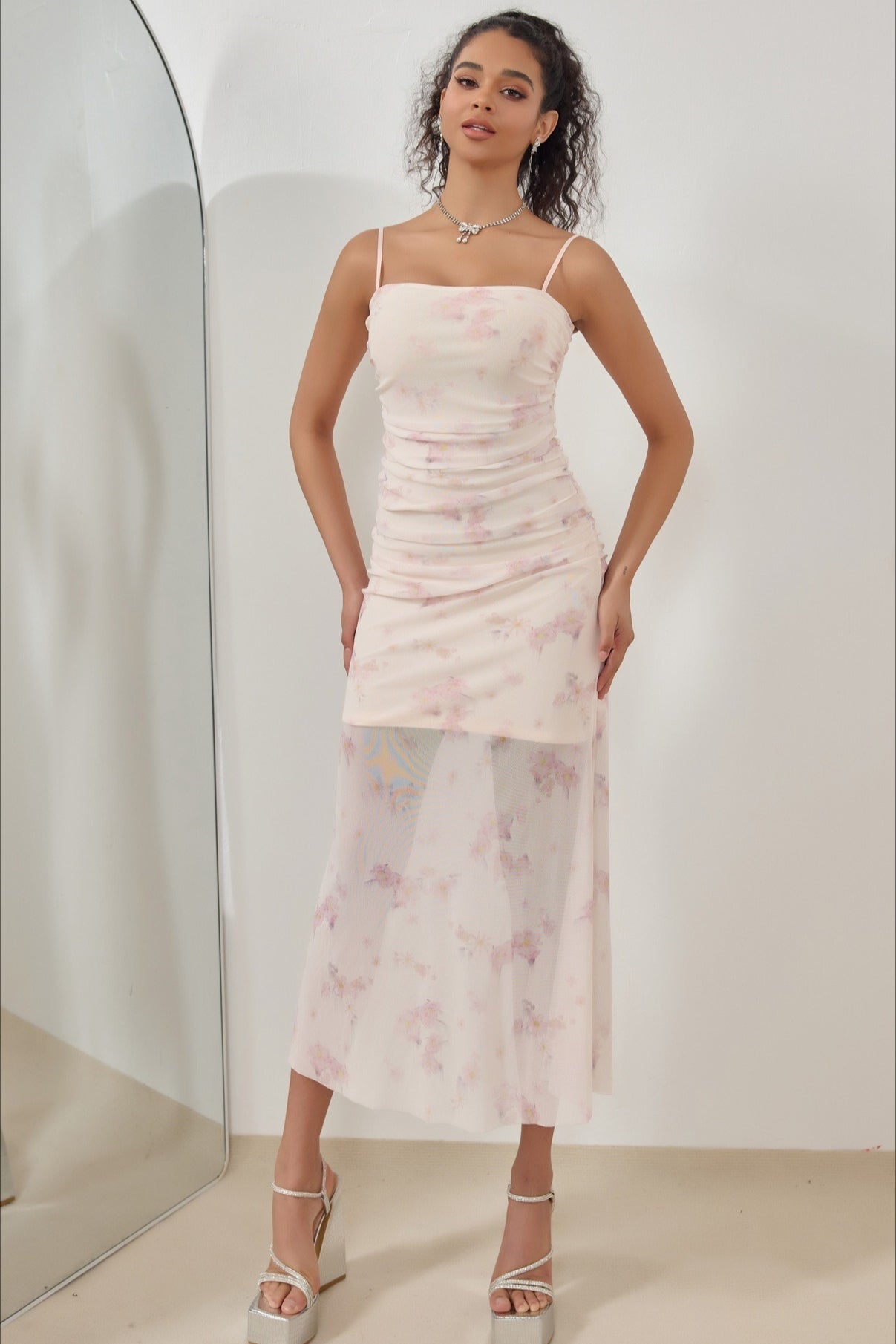 Strap Vacation Stretch Mermaid Maxi Floral Dress