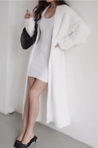 Long Faux Shearling Solid Color Overcoat